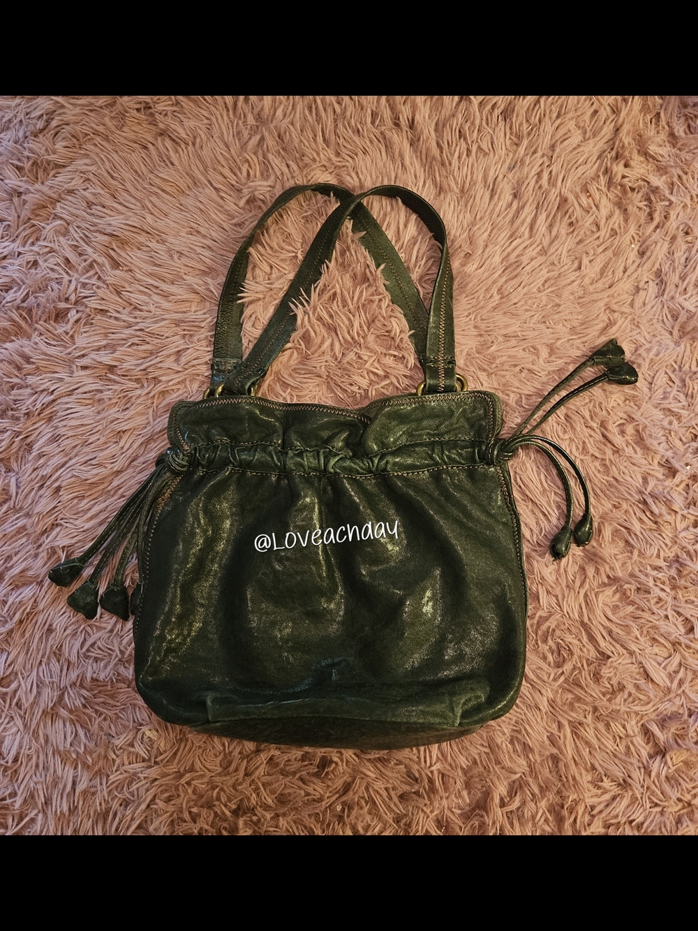 Vintage✨️Lucky Brand Dark Green Hobo Drawstring Bag